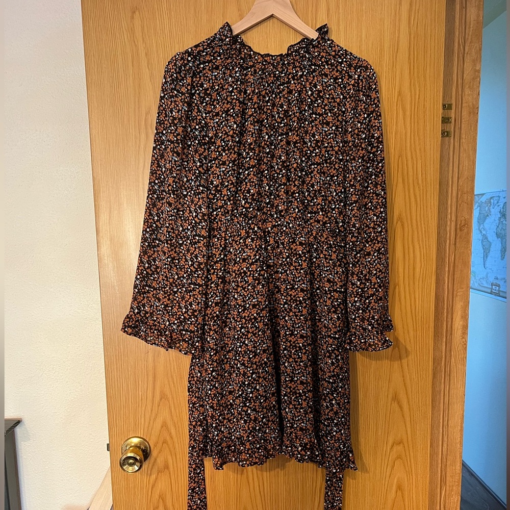 Floral Mini Dress with Bell Sleeves